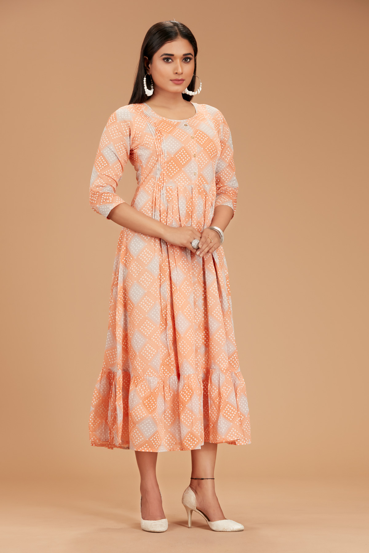 Pastel Orange Flare Dress